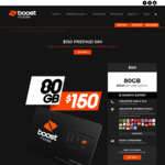 Boost Mobile: $150 Prepaid SIM Kit, 80GB for 12 Months, with 40GB Bonus Data for New Customers