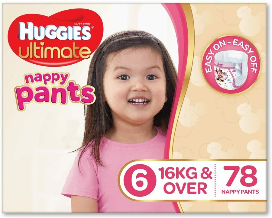 Huggies Ultimate Nappy Pants Girls Size 6/Junior (16+kg), 78pk 22.06