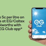 Save 5c/Litre on 3 Fuel Fills at EG/Caltex Woolworths with EG Club App + 150 Everyday Rewards Points for Linking Card (Expired)