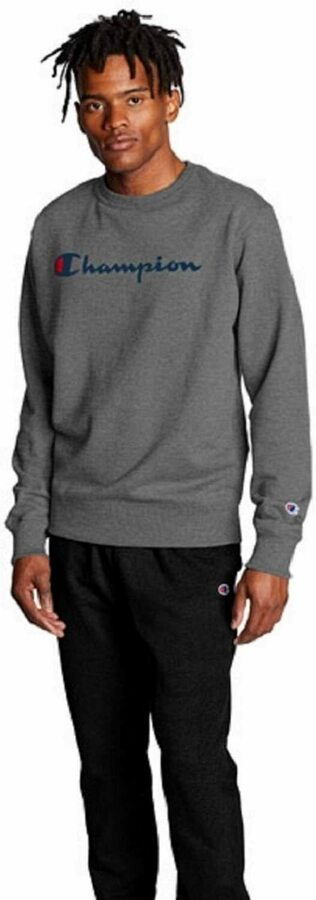 champion men's graphic powerblend fleece crew