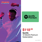 12 Month Spotify Premium Subscription for $118.99 in-Store @ Costco (Membership Required)