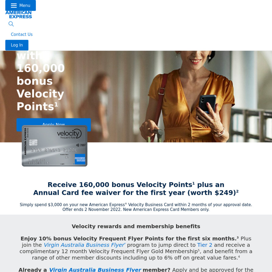 AmEx Velocity Business Card New Customer: 160,000 Velocity Points ...