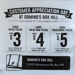 [VIC] Large Value Pizzas $3, Value Max Pizzas $4, Traditional Pizzas $5ea (Pick up) @ Domino's (Box Hill)
