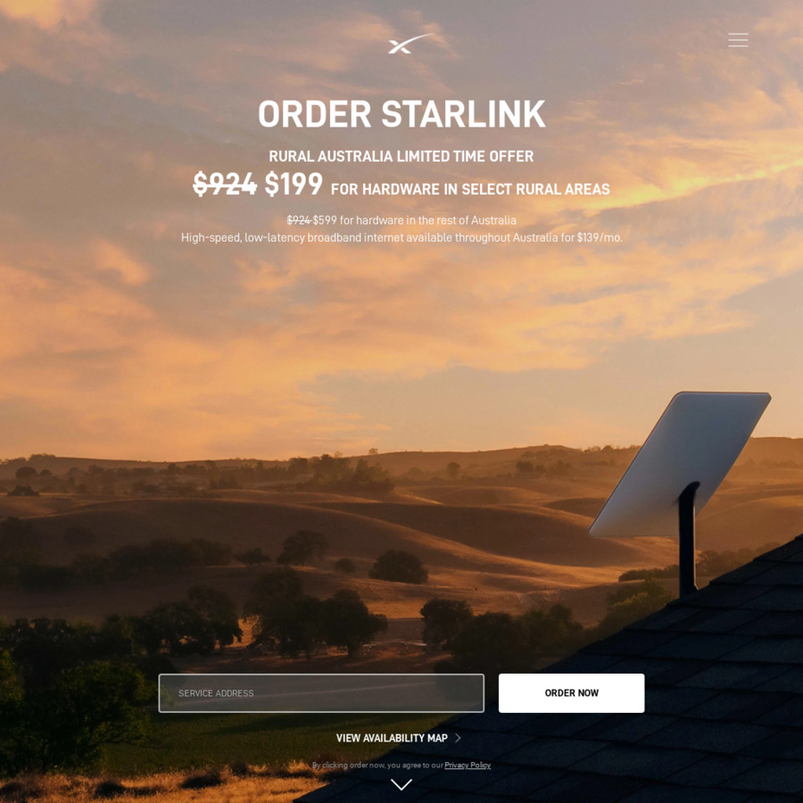 Starlink Offer for Select Rural Areas Hardware 199 (RRP 924