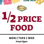 ½ Price Main Meals at South Melbourne from 5 PM (Dine in Only), Membership Required @ Taco Bill