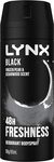 Lynx Black Deodorant Body Spray 165ml $2.88 ($2.59 S&S) + Delivery ($0 with Prime/ $59 Spend) @ Amazon AU