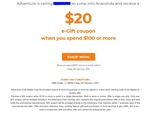 $20 E-Gift Coupon After You Spent $100 or More (Adventure Club Membership Required) @ Anaconda