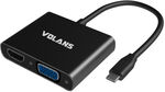 VOLANS VL-UCVH3C Aluminium USB-C 4-in-1 Adapter (PD, 4K HDMI, VGA, USB3.0) $19 Delivered (Save $10) @ Jiau277 via eBay