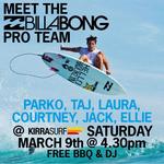 Free BBQ, DJ and a Chance to Meet The Billabong Surf Team at Kirra Surf Today