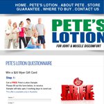 Free Sample of Pete's Lotion for Muscle/Joint Pain