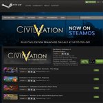 Civilization Franchise Sale - 75% off DLC and Previous Games - Civ V Complete 67% off (Steam)