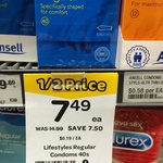 Ansell Lifestyles Regular Condoms 40 Pack $7.49 (Save $7.50) @ Woolworths