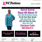 Save Up To 70% Off On Selected Stock & 25% Off All Other Items. Free Delivery Orders Over $25 @ VL Fashions