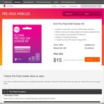 Telstra $30 Prepaid Starter Pack - $15 + $10 Cash Back from CashRewards/PricePal
