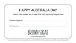 Brown Sugar Australia Day Promo - 20% off - 1 day only!