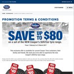 Cooper Tyres Promotion – Save up to $80 on a Set of The NEW Cooper’s SUV/Car Tyre Range