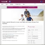 Up to 12% off Coupon @ Qatar Airways - Departing Sydney, Melbourne, Adelaide and Perth