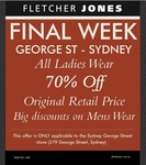 Sydney - Fletcher Jones: All Ladies Wear 70% Off