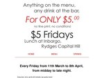 $5 Lunches at Rydges Capital Hill, Canberra