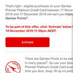 Triple Points on All Purchases on Qantas Premier Credit Card