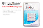 PowerBase Instant Ni-MH 800mAh Rechargeable AAA Batteries (4 Pieces) $5.98 shipped