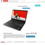 Lenovo ThinkPad E480 14” FHD, i7-8550u, 8GB RAM, 256GB SSD, RX-550 $1099 Delivered @ Lenovo 
