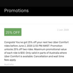 25% off Uber Comfort Rides @ Uber