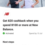 CommBank Rewards - $20 Cashback When You Spend $100 or More at New Balance