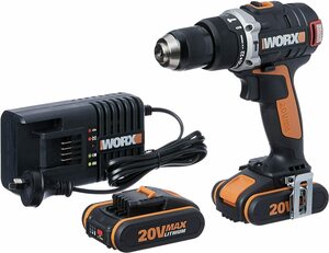 Prime WORX WX373 Hammer Drill 20V MAX 13mm Cordless w 2X