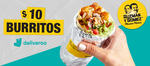 Regular & Cali Burritos $10 + Delivery @ Guzman Y Gomez via Deliveroo