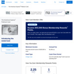 American Express Platinum Charge Card - 300,000 Bonus MR Points ($5,000 Spend in 3 Months, $1,450 Annual Fee)