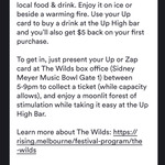 [VIC] Up Bank Customers: Free Entry to The Wilds, Rising Festival (was $22) @ Sidney Myer Music Bowl on Wednesdays & Thursdays