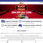25% off All Cues + Delivery ($0 Perth C&C) @ The Cue Shop