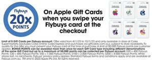 20x Flybuys points on Apple gift cards @ Coles (1 Nov to 7 Nov 2023) :  r/VelocityFrequentFlyer