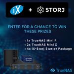 Win a TrueNAS Mini R, 1 of 2 TrueNAS Mini X, or 1 of 5 iX-Storj Starter Packages from TrueNAS