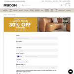 Register for a Coupon for 30% off Full-Priced Furniture & Homewares, 50% off full-priced Mattresses @ Freedom Furniture