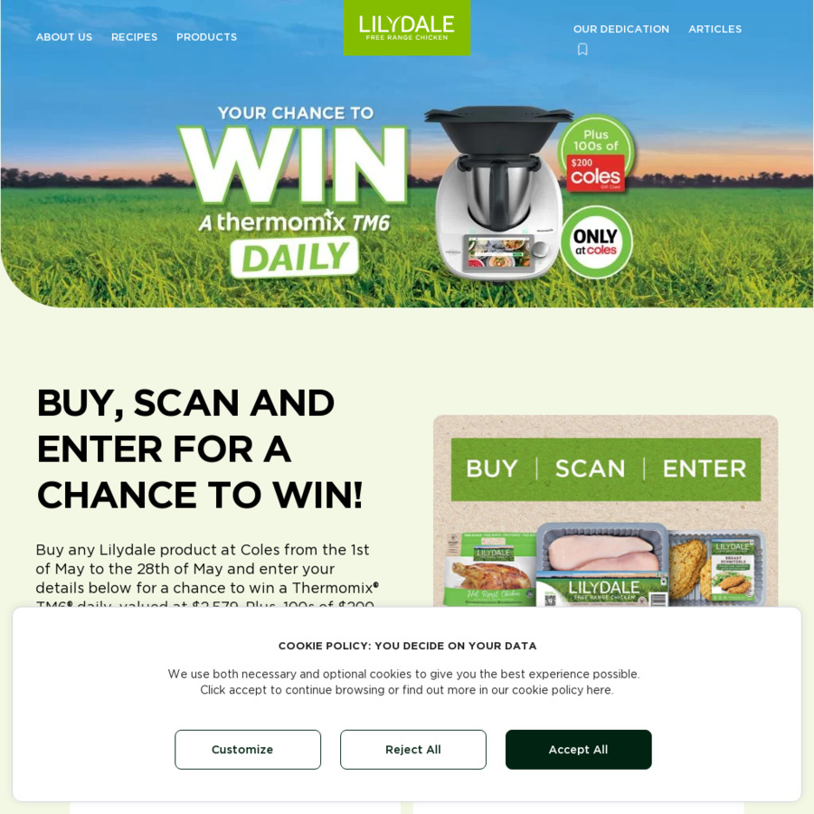 Win a Thermomix TM6 or 1 of 8 $200 Coles Gift Cards Daily from Lilydale ...