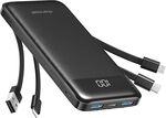 Charmast 10000mAh Power Bank Built in 4 Cables, Slim USB C $23.09 + Delivery ($0 with Prime/ $59 Spend) @ Charmast via Amazon AU