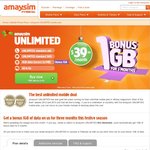 Amaysim Bonus 1GB of Data for 3 Months on Unlimited (5GB Total)