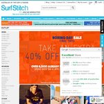 40% off OUTLET, Minimum Spend $60 @ SurfStitch