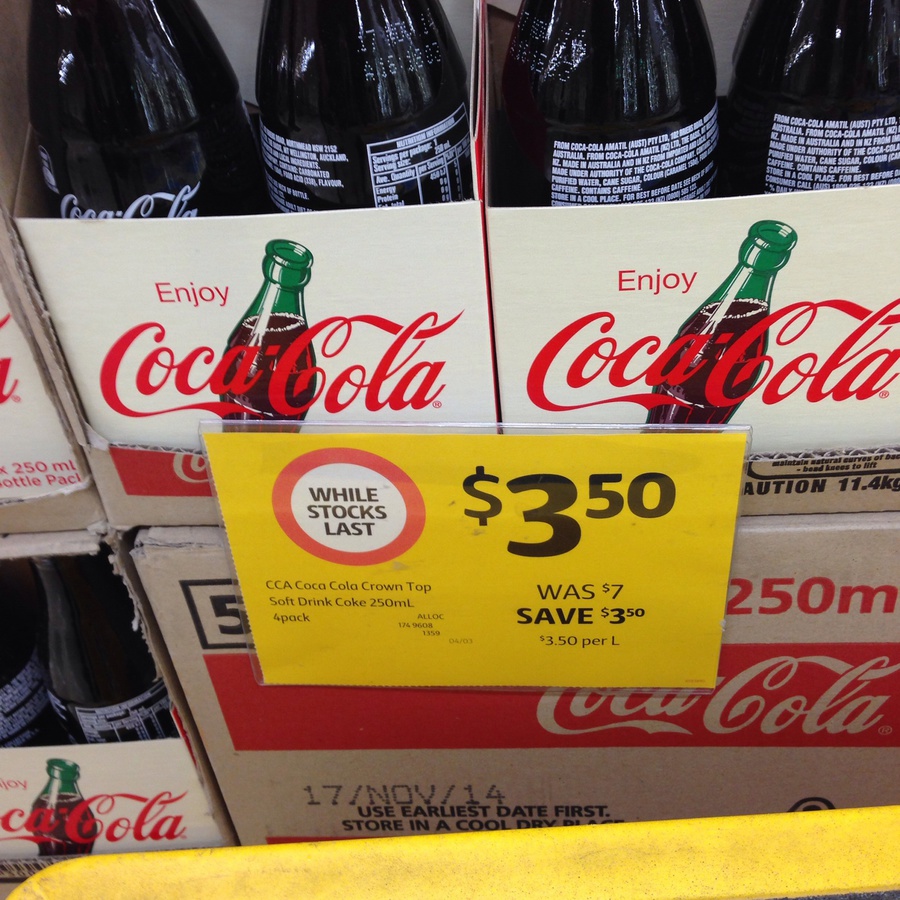 Download 4 Pack Coke 250ml Glass Bottle Packs for $3.50 at Coles ...