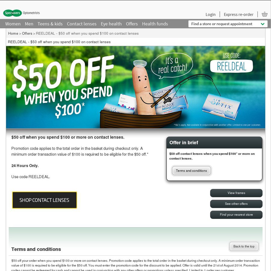 specsavers 50 off when