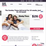OurDeal: The Sunday Times Delivered for 20 Weeks, Just $1.30/Week (WA Only)