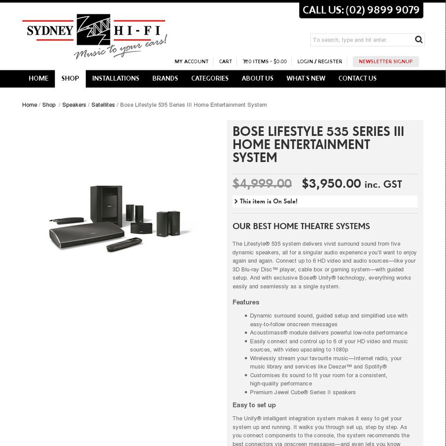 Bose Lifestyle 535 Series 3 Black or White $3,950 @ Sydney Hi-Fi -