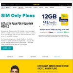 Optus BYO 12GB for $45/Month - Unlimited Talk and Text - 12 Month Contract
