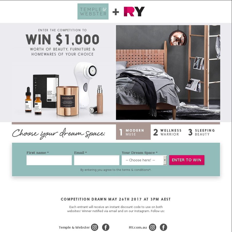 Win 1,000 Worth of Store Credits from Temple & ster/RY OzBargain