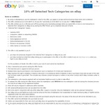 eBay 10% off $50 on Tech