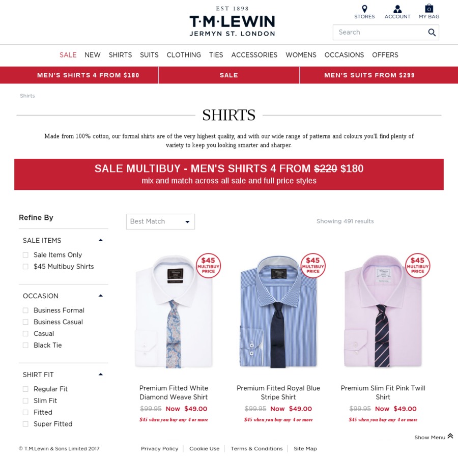 TM Lewin All Shirts $40 Plus Free Delivery over $50 - OzBargain