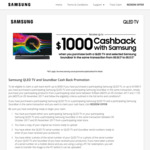 $150/$300/$500 Cash Back on Purchase of Samsung QLED Q7/Q8/Q9 TV (Double Cash Back with Soundbar Purchase)