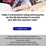 Free $25 OLA Code (Similar to Uber) for Using Samsung Pay Twice